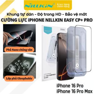 Dán kính cường lực chống nhìn trộm khung tự dán lấy bụi chống mẻ cạnh iPhone 17 Air / 17 Pro Max / 16 Pro Max / 16 Pro / 16 Plus Nillkin Guardian phủ Nano chống vân tay Vát cạnh 2.5D full viền màn hình