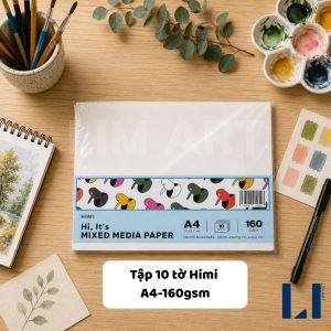 Tập 10/20 tờ giấy vẽ màu nước gouache sáp dầu phấn tiên chì màu 200/300gsm