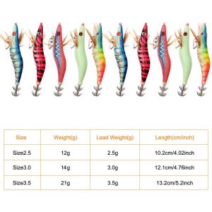ZEEMIN 30Pcs/20Pcs/10Pcs Wooden Shrimp Fishing Lure Squid Jig Fishing Hook Octopus Cuttlefish Artificial Jigging Lures Hard Bait