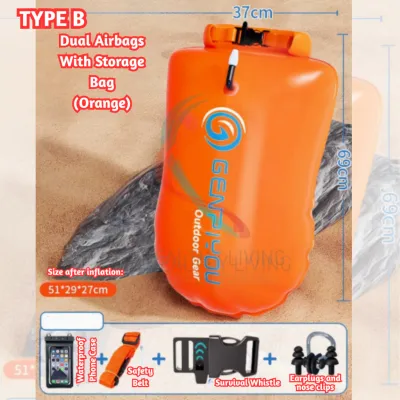 Swim Buoy Safety Buoy Swimming Float floating bag dry Swim Tow bag Swimming buoy waterproof Safety Float Air Dry Bag PVC tow float swimming open water swim buoy dry bag swim buoy pelampung swim open water beg kalis air renang alat keselamatan berenang