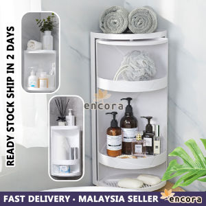 Encora Corner Rotating Triangle Bathroom Storage Rack Shelf Toiletries Organizer Holder Rack