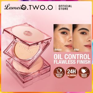 Laneila O.tw O.O แป้งทาหน้าผิวด้านควบคุมความมันกันน้ำคงทน24HR น้ำมันแป้งคอนซีลเลอร์ควบคุมไร้ริ้วรอยเมคอัพตั้งค่าเครื่องสำอางแป้งทาหน้าพร้อมกระจกผงแป้งคอมแพค