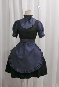 Original Japanese-style anime Lolita gray maid outfit for women cosplay Clothes Restaurant Maid Dress