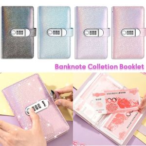 HEALMEYOU With Password Lock 100 Envelope Challenge Binder Cover PU Leather Saving Money Notebook High Quality Reusable Banknote Colletion Booklet