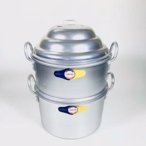 Combo bộ Chõ nấu xôi Thanh Hiền size 22cm bằng nhôm dày sáng bóng - kèm vỉ và Khăn đồ xôi size 90cmx100cm cho gia đình 2-4 người có thể hấp Hấp Bánh Bao Xôi Há Cảo