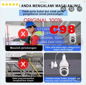 C98 Kamera pengawas SINGLE BOHLAM CCTV PEREKAM ORI 100% KAMERA WIFI INTERNET PTZ keamanan rumah keamanan cerdas rumah Sorotan HD 1080 Kualitas gambar definisi tinggi Penglihatan perlindungan siang malam Pemantauan jarak jauh Deteksi gerakan Suara dua arah