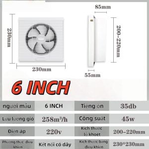 Quạt hút thông gió H250 (âm tường) 2 chiều (hút và thổi) 40W H250 H200 H150 H100