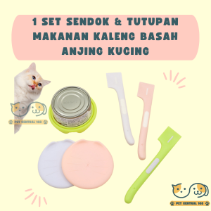 1 Set Sendok Spatula + Tutup Kaleng Makanan Basah Kucing Anjing