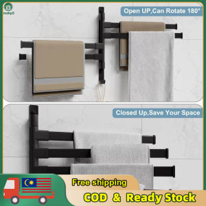Wall Mount Swivel Towel Rack No Drilling 4 Arm Swivel Towel Bar Bathroom Towel Hanger