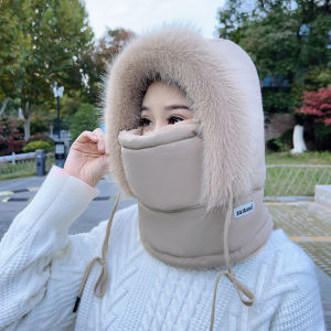 Winter Face Mask Neck Warmer Hat With Fleece Lining Warm Ear-protecting Ski Hat
