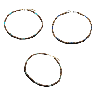 Creative Mens Necklace Combining Brown Coconut Shell Beads And Natural Stone For A Fashionable Accessory
