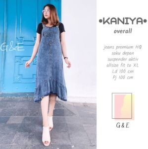 Kaniya Overall snow Black - Baju Kodok Wanita - Jumpsuit Jeans Rampel - No Inner