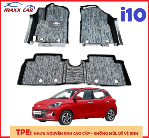 i10 - Thảm lót sàn MAXXCAR cho Hyundai Grand i10 2021+ nhựa TPE 5D tràn viền + Rối Xám Logo cao cấp