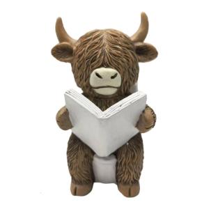 Durability Resin Toilet Seat Cow Statue Bathroom Ornamentation Sculpture With Smooth Surfaces Easy To Clean for Counter top
