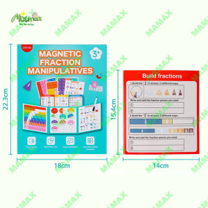 MAMAX【SG Ready Stock】Magnetic Fraction Learning Board Play Book★Math Manipulatives Educational Toy✅Tri-Fold Fraction Puzzle with Dry Erase Activity Cards✅Kids 3+