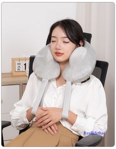 หมอนรองคอ Neck Pillow หมอนรองคอแบบเป่าลมพกพาสะดวก หมอนเดินทาง U หมอนลม หมอนแคมป์ปิ้ง