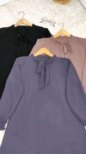 Blouse Polos Lucy Atasan Wanita Crinkel Airflow Tali Depan