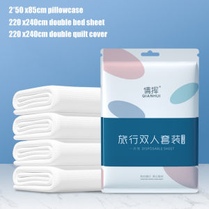 【COD】Disposable Bed Sheets Set Travel Bedsheet Vacuum Packaging Pillow Case Quilt Cover Single Queen Penutup Selimut Tilam
