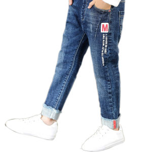 4-13 Years Kids Boys Children Clothes Jeans Pencil Pants Light Washed Casual Denim Cotton Bottoms Fashion Long Trousers Casual Boy Slim Straight Jeans Fashion Denim Clothing Pants Elastic Waist Bottoms