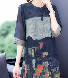 COCOEPPS Printed Stitching Womens Dress 2023 Summer New Women Dress Elegant Long Skirt