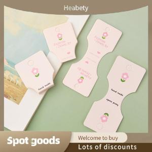 Heabety Fashion 50PCS Pink Flower Fold Packing Cardboard Display Cards For Handmade Necklace Bracelet Headwear Hairband Retail Hanging Labels