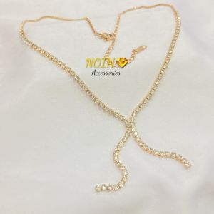 Kalung Titanium Belah Dua Full Permata Anti Karat Elegant Korean Style