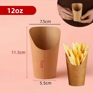 12oz/14oz Snack Cups Holders for Fries Waffles Ice Cream & Cookies - 50pcs/100pcs Kraft Paper Cup