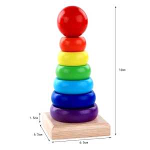 Mainan Ring Donat Susun Anak Balita Bahan Kayu Edukasi Puzzle Tower Donut Wooden Pazel Kids / Menara Tower Donat / Rainbow Tower