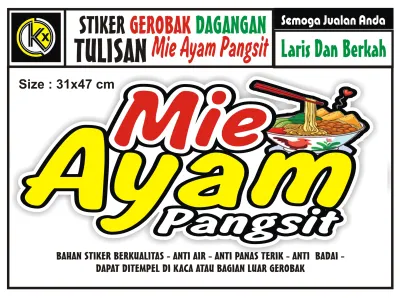 STIKER KACA GEROBAK TULISAN MIE AYAM PANGSIT