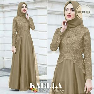 Kaella Maxy Brukat [COD] / Gamis Brukat Wanita Kondangan / Gamis Wanita Terbaru 2024 / Gamis Bahan Crinkle Airflow / Gamis Wanita Simple Dan Elegan / Others