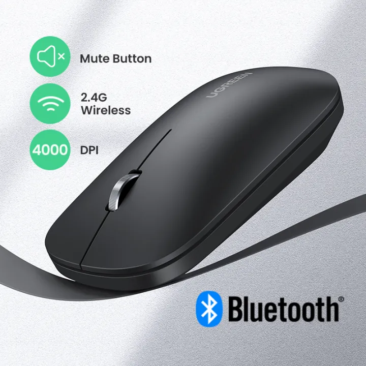 UGREEN Dual model Wireless Mouse 4000 DPI, 4-Level Adjust DPI，Wireless 2.4GHz & Bluetooth 5.0，Silent Buttons, for PC /Laptop/Tablet/Phone