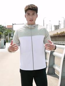 Qiaodan Mens UV Protection Snow Mountain Woven Sun Protection Clothing UPF100+ Sports Hooded Breathable XFD23241201
