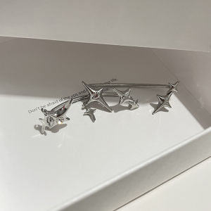 [fenggongshuode] 1Pair Fashion Color Star Clip Ear Cuff Earrings for Women Zircon No Trendy Ear Clip Gothic Irregular Earcuff Earring Jewelry