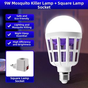 CANICECA Energy Saving LED Mosquito Killer Bulb Pug-in 2 in 1 Insect Trap Light Durable with Lamp Holder Mosquito Repellent Lamp for Home Bedroom Garden Patio
