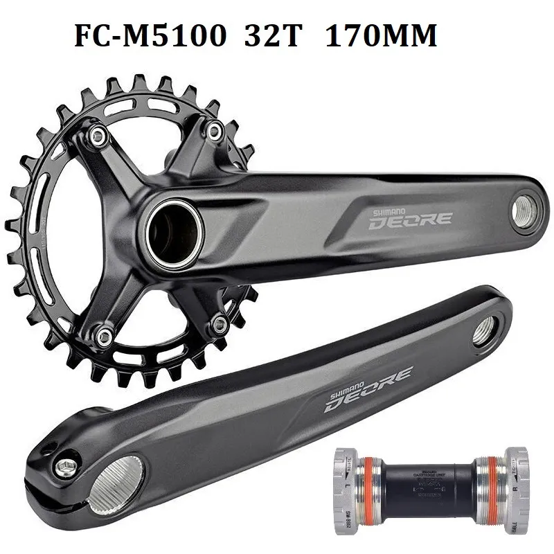 Shimano Deore FC M5100 1x11 Speed 2x11 Speed Mountain Bike Bicycle Crankset  Aluminum Alloy MTB Arm Crank 170/175MM 32T With SM-BB52