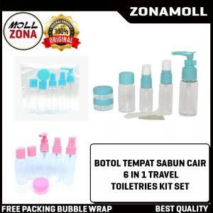 TERMURAH BOTOL TEMPAT SABUN CAIR 6 IN 1 TRAVEL TOILETRIES KIT SET