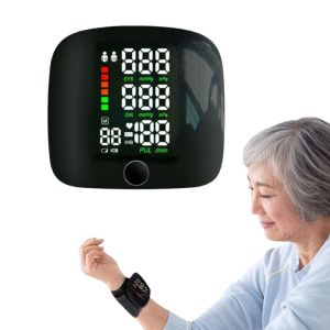 YAZHE LCD Screen Digital Wrist Blood Pressure Monitor Smart Touch Automatic Voice Heart Rate Monitor Accurate Large Screen Sphygmomanometer for Home Use