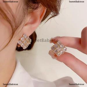 [COD] SweetBabiese Tinh tế thời trang lấp lánh vuông Zirconia Bông tai cho phụ nữ trang sức phụ kiện Quà Tặng