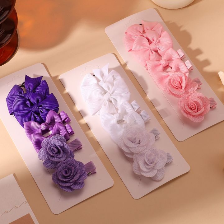6Pcs/set Sweet Candy Color Flower Hairpin for Baby Girls Safe Hair