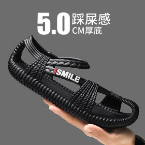 Musim panas gaya baharu rotan vintaj jerami gaya rumah tidak licin dan lembut untuk lelaki dan wanita sandal pantai untuk lelaki.