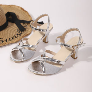 Sequined High Heels For Women 2025 Summer New Large Size Chunky Heel Hollow Fish Mouth Sandals In Stock