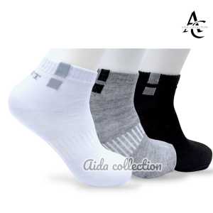 ( 3 PASANG ) KAOS KAKI OLAHRAGA PENDEK KOTAK ALLSIZE DEWASA