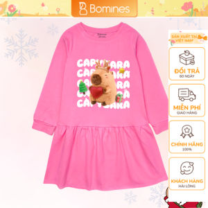 Váy bé gái Capybara Bomines Đầm cotton tay dài cho bé 3-12 tuổi 14-36kg DTDCAPYXMTIM