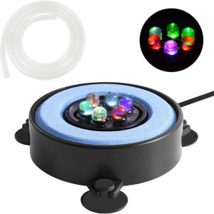 Aquarium Air Bubble Light Led Air Stone Oxygen Lamp Underwater Fish Tank Decor Multicolor Blue