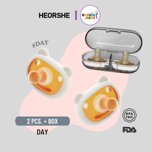 HEORSHE I จุกหลอก 2ชิ้น รุ่นใหม่แถมกล่องเก็บ สำหรับกลางวัน 1ชิ้น และกลางคืน 1ชิ้น BPA FREE I MARKIN.BABE