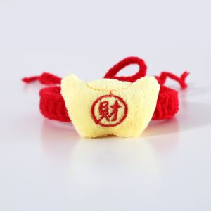 ผ้าพันคอถักด้วยมือสำหรับแมวปลอกคอสัตว์เลี้ยงปีใหม่จีนผูกโบว์ผูกโบว์สำหรับลูกสุนัขทอมือของเครื่องประดับโชคดีอาบน้ำตัดแต่งขนสัตว์เลี้ยง