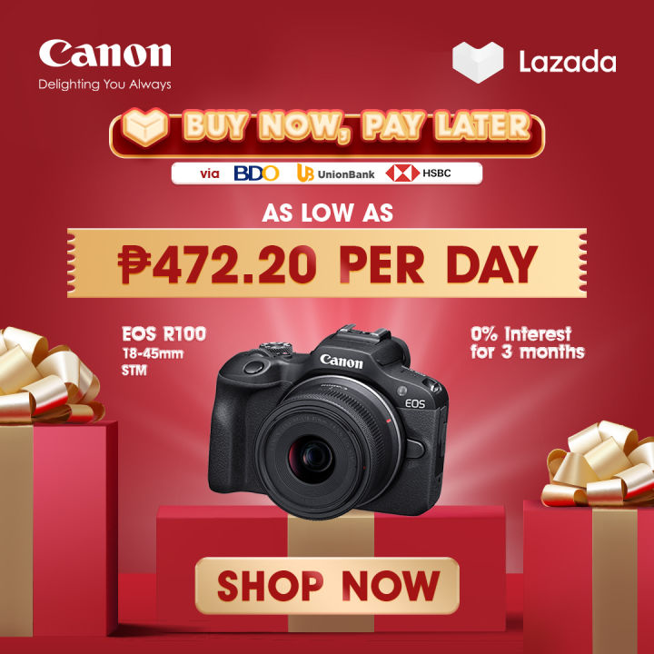 Canon Camera EOS R100 18-45mm STM Megapixel Vlogging Camera FREE  64GB SD CARD Lazada PH