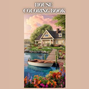 Buku Mewarnai HOUSE Coloring Book Cute Aesthetic Sketsa Menggambar Anak TK SD Remaja Kertas Tebal