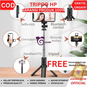 Tripod Tongsis HP Multifungsi Model Terbaru Selfie Stick HandPhone 3 in 1 Stand Holder Keren Tongkat Selfie Pakai Remote Bluetooth Shutter Anti Goyang Buat Vlog Konten Viral Kekinian