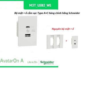 Ổ cắm sạc USB gắn âm tường tích hơp kiểu cũ và mới type A + C 2.4 Schneider